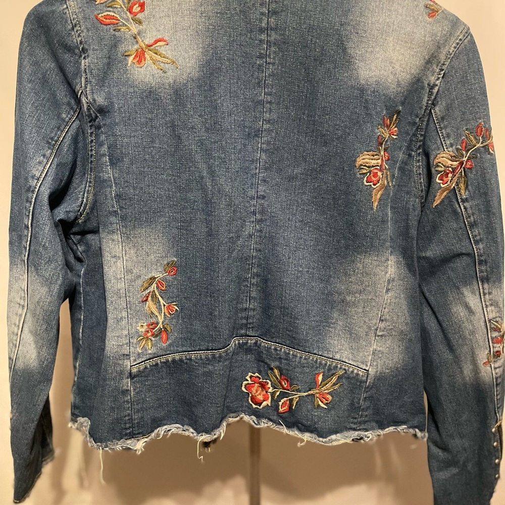 Reba Embroidered Denim Jacket, Size XL